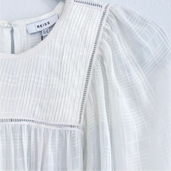 REISS NWT MARCIA LADDER INTEREST BLOUSE in White/Cream Size 8 - Picture 8 of 11